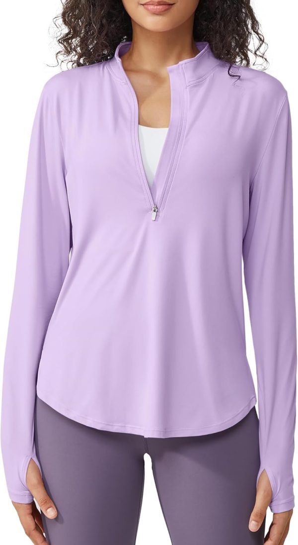Womens UPF 50+ Sun Shirts Lightweight Golf Shirts Quick Dry Half Zip Workout Tops Running Hiking
