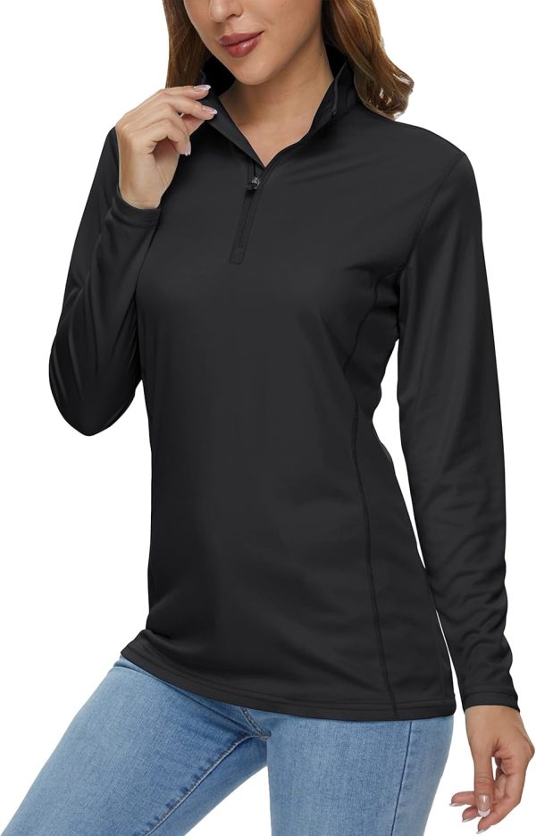 Women's Shirts Long Sleeve 1/4 Zip UPF50+ UV Sun Protection Quick Dry Workout Hiking Athletic Shirts Rash
