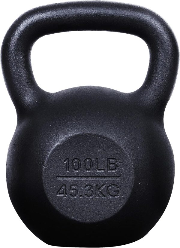 Powder Coated Cast Iron Kettlebell 100 Lbs Weights Strength Training Kettlebells for Weightlifting, Conditioning, Strength & Core Training